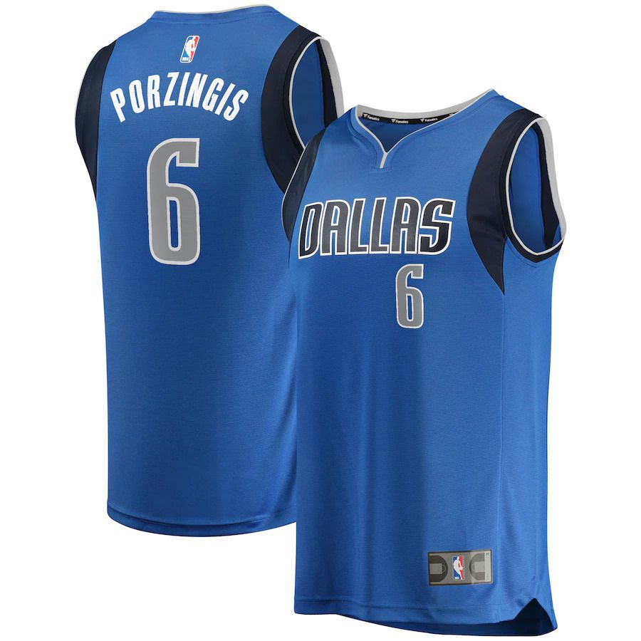 Men Dallas Mavericks #6 Kristaps Porzingis Fanatics Branded Blue Fast Break Replica Player NBA Jersey